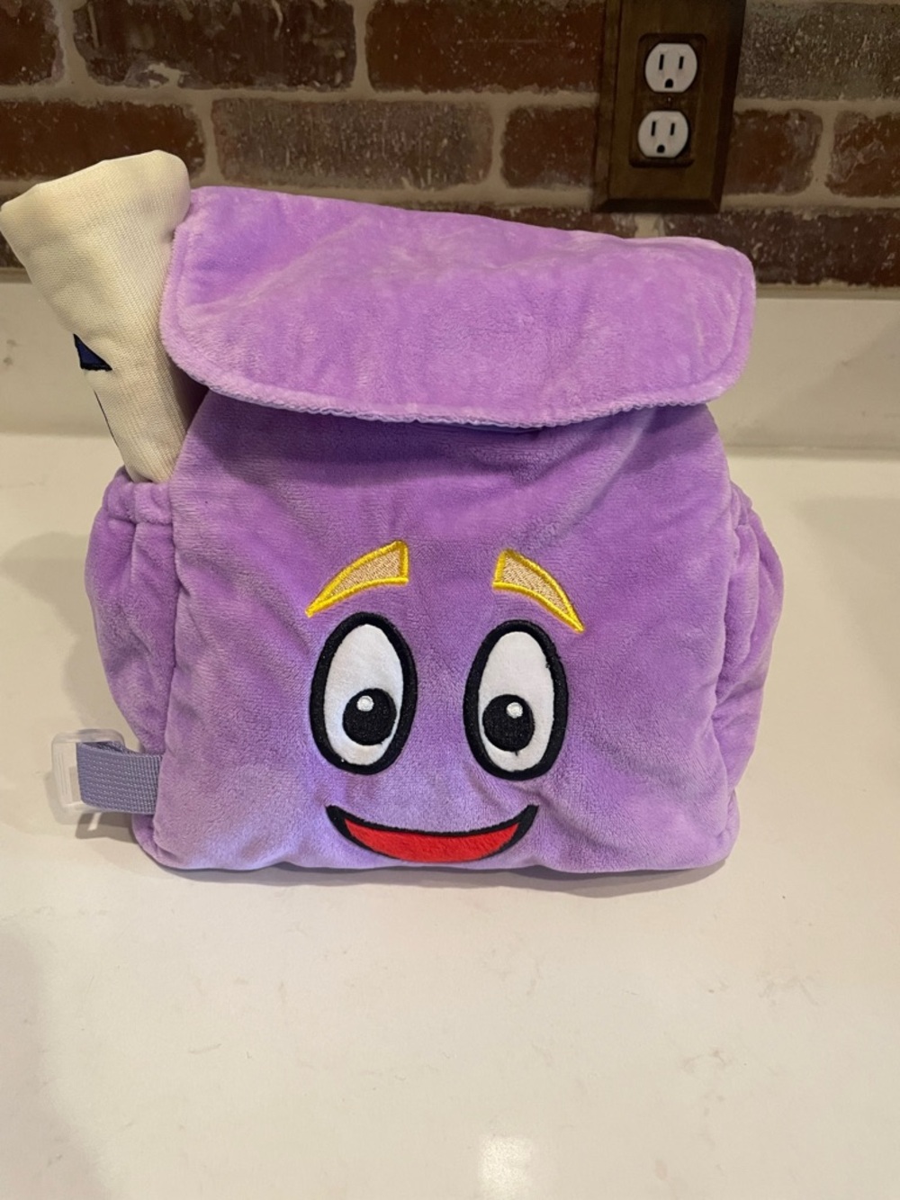 Dora the Explorer Plush Purple Smiley Kids Backpack - Soft Character Bag